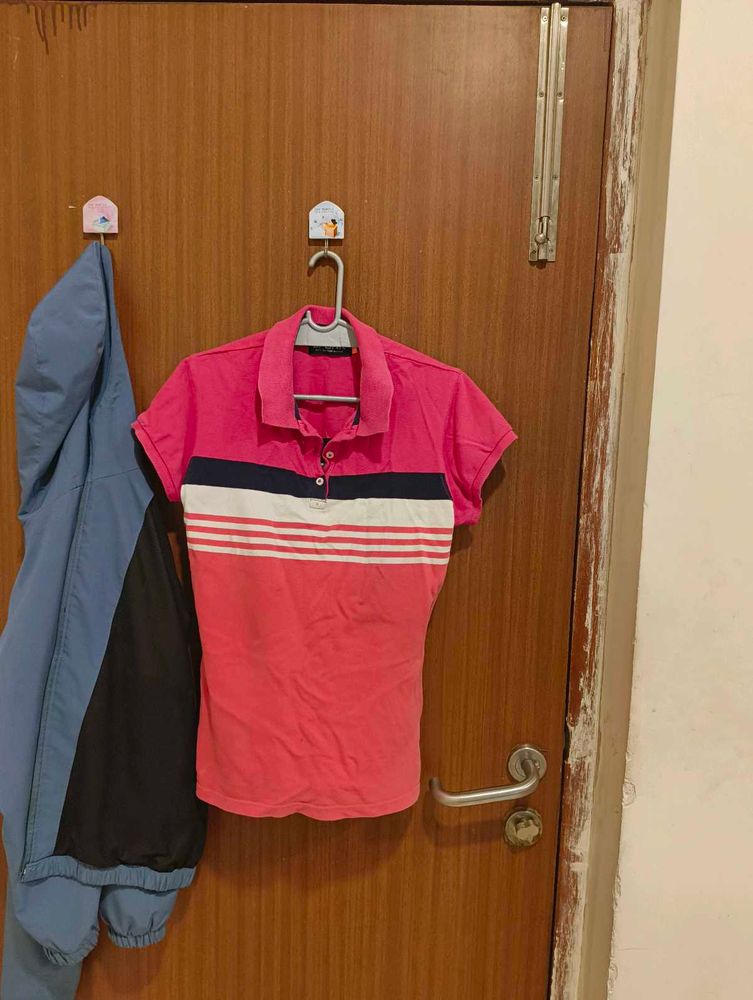 Pink Striped Polo Shirt