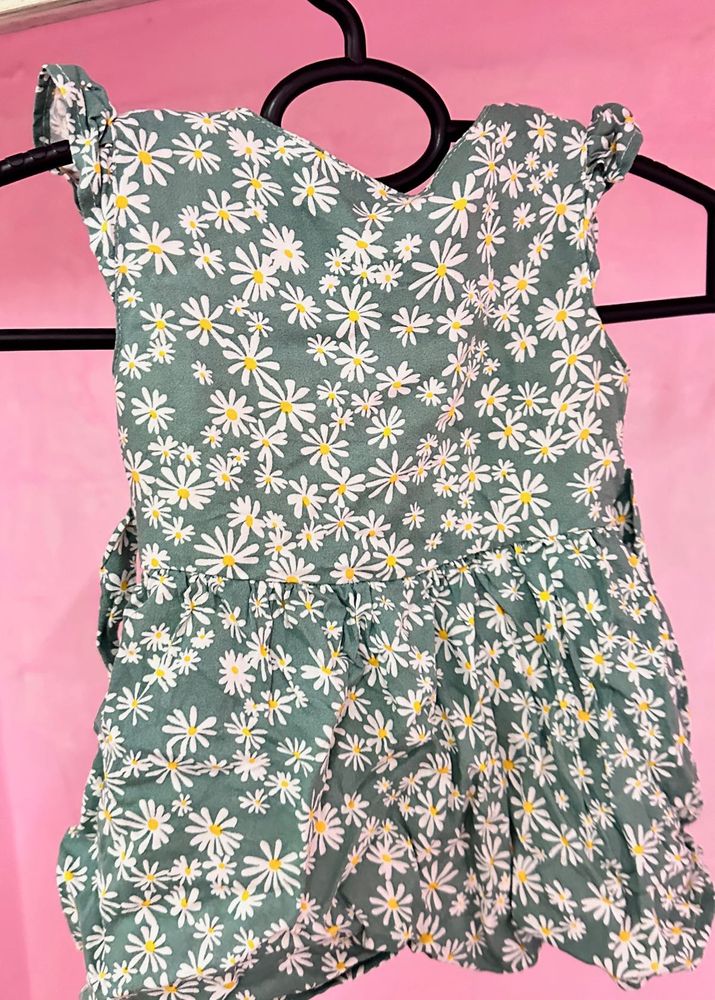 Floral Girls Dress with front open button