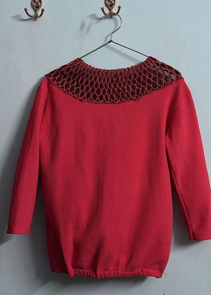 Red Stylish Neck Top