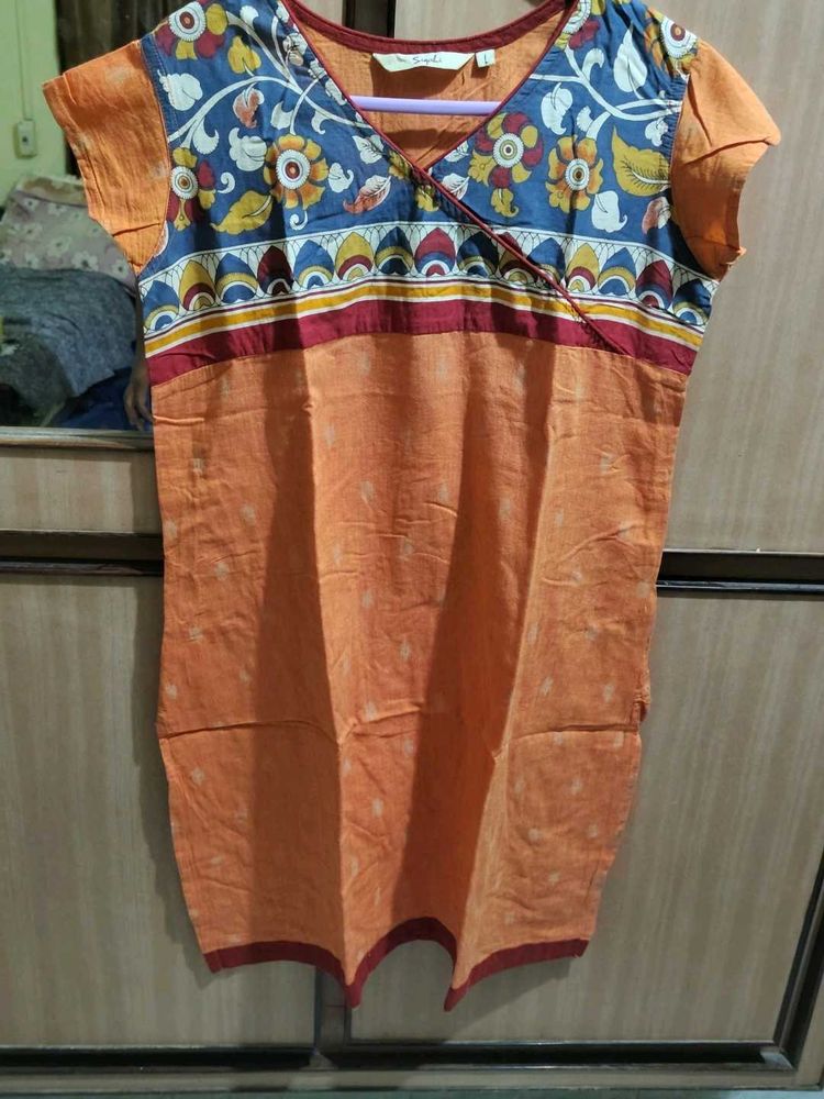 Orange Printed short kurti
