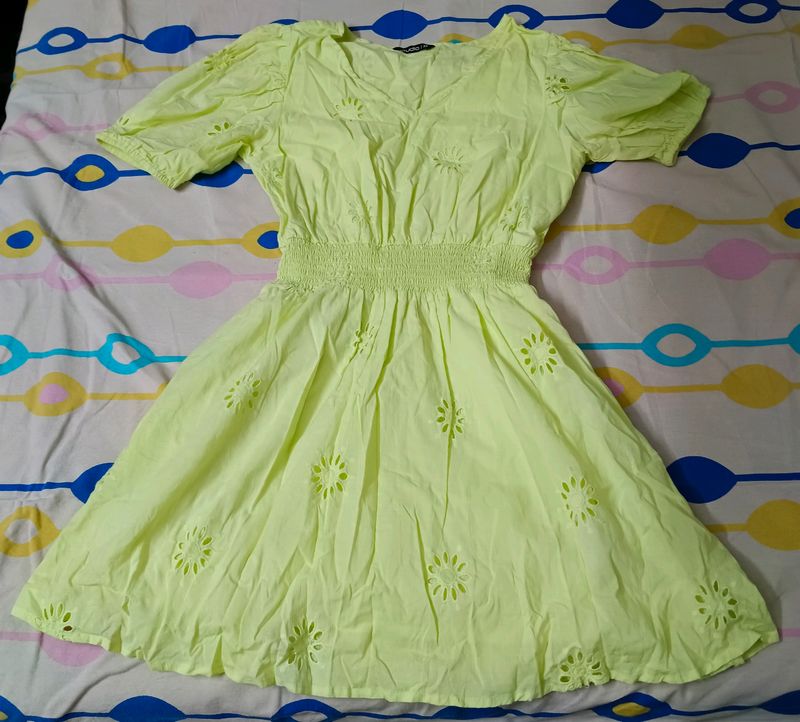 Dress From Zudio - Parrot Green Color