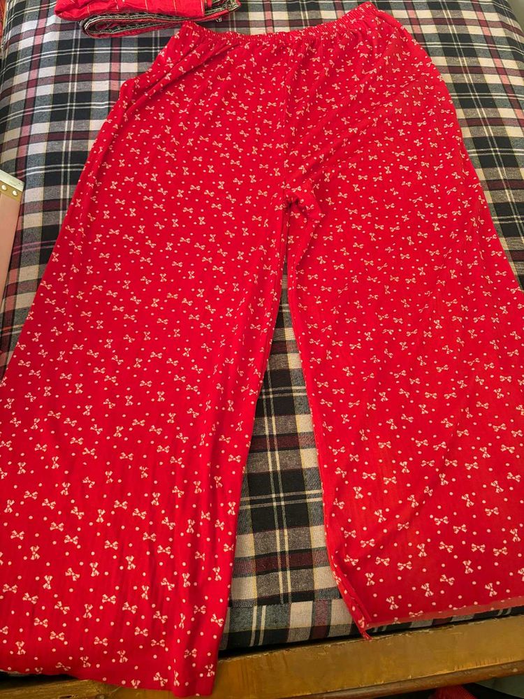 bow red pallazo pants brand new