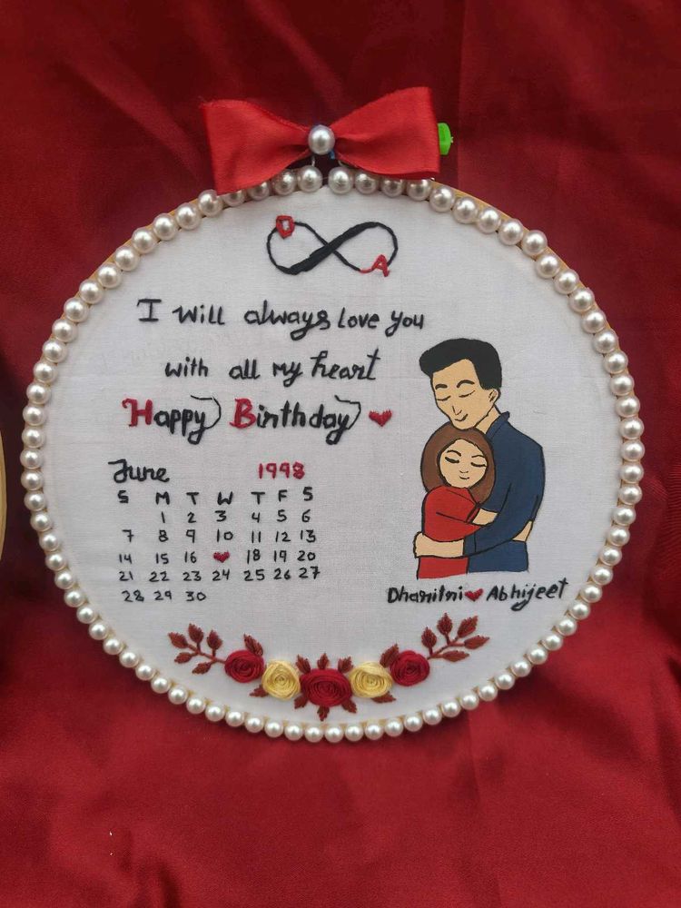 Couple Embroidery For Birthday