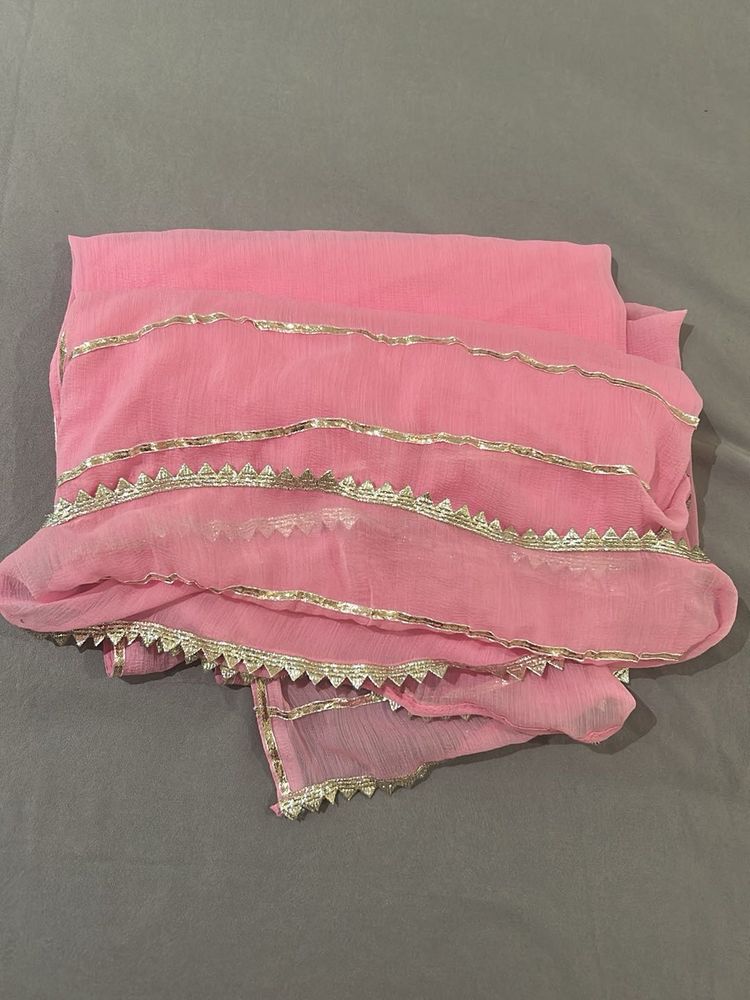 Beautiful Pink With Silver Work Dupatta