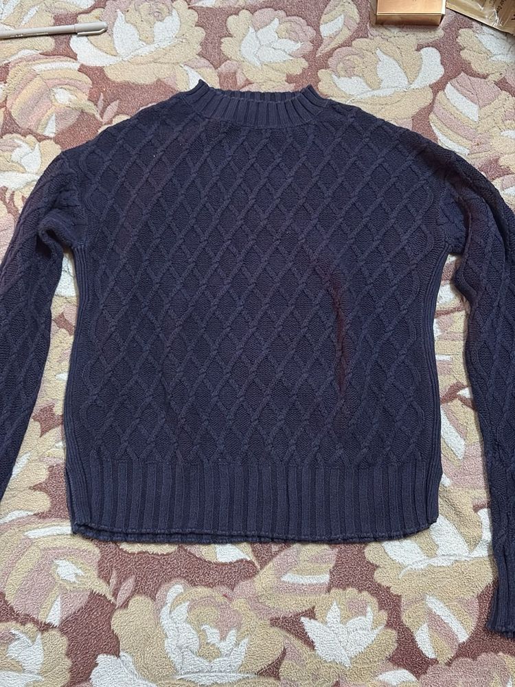 Blue Knit Pullover Sweater