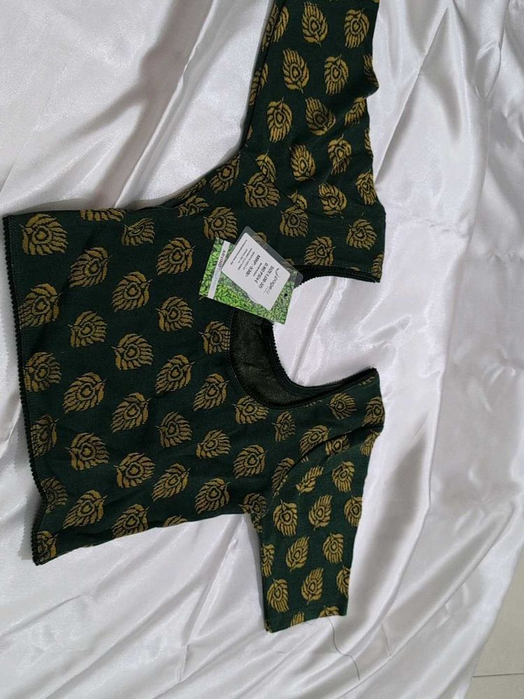 Printed Readymade Blouse Green