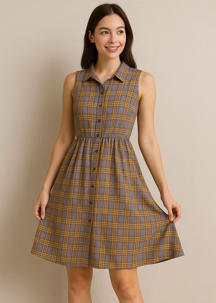 Check Pattern Mini Dress