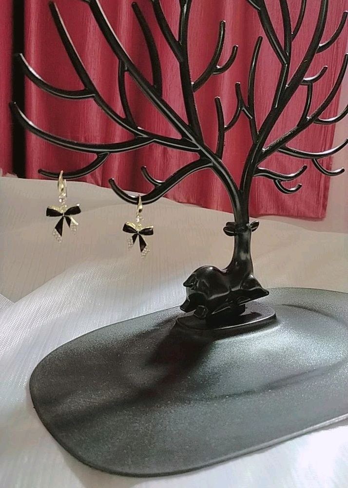 Korean Black Bow Earrings 🎀✨