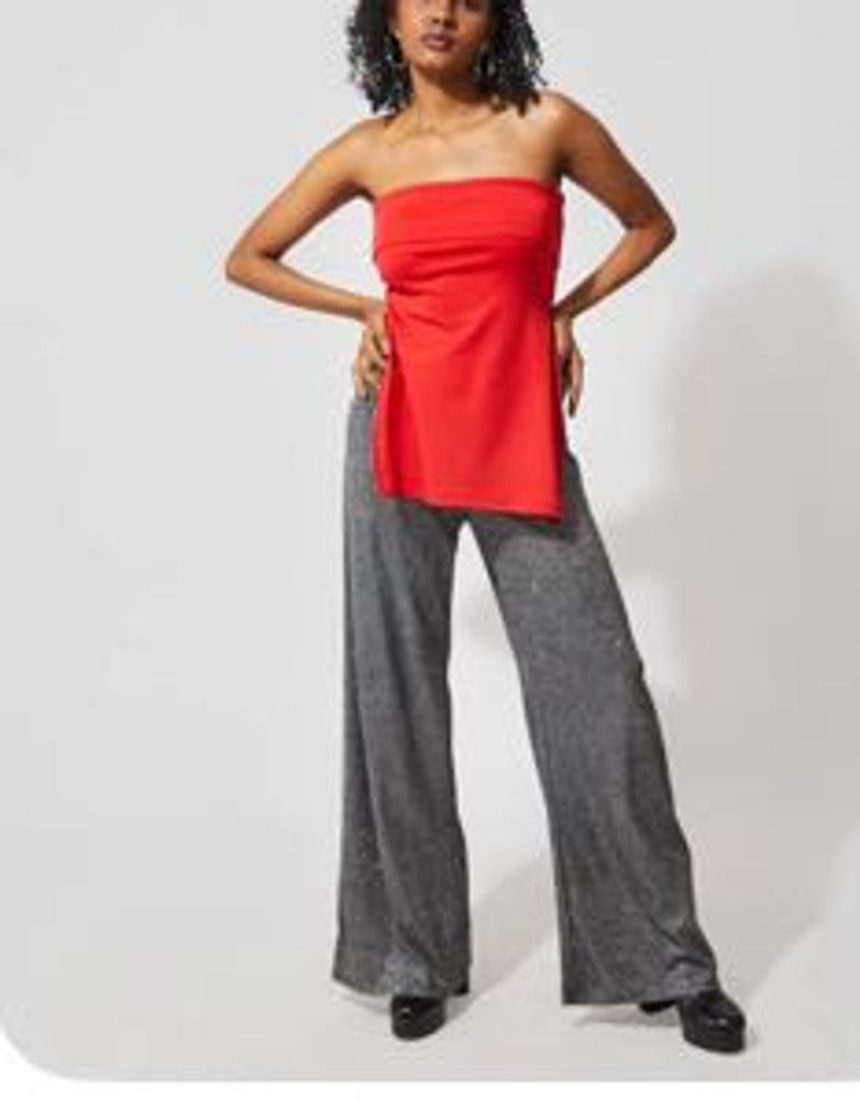 Red Long Hem Tube Top