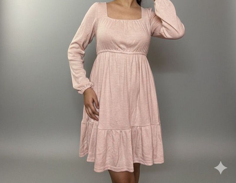 Blush Pink Tiered Mini Dress