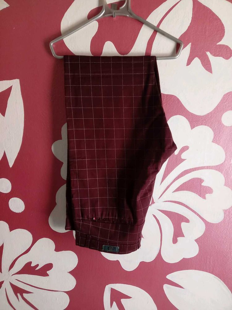 Burgundy Checkered Pants