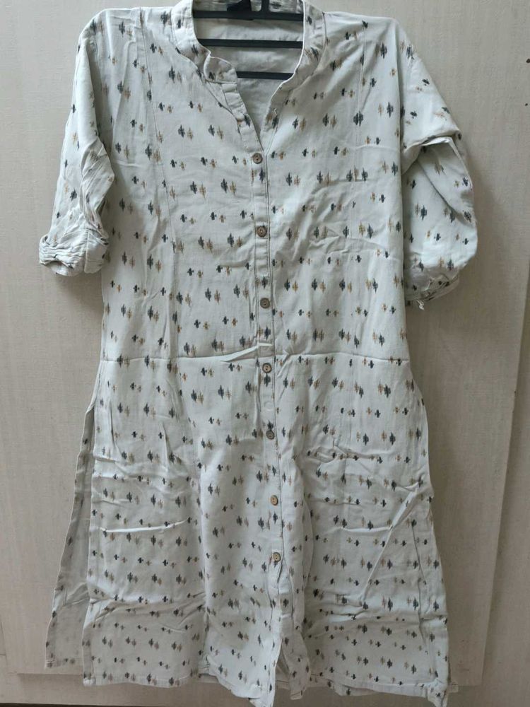Printed  White  Dress