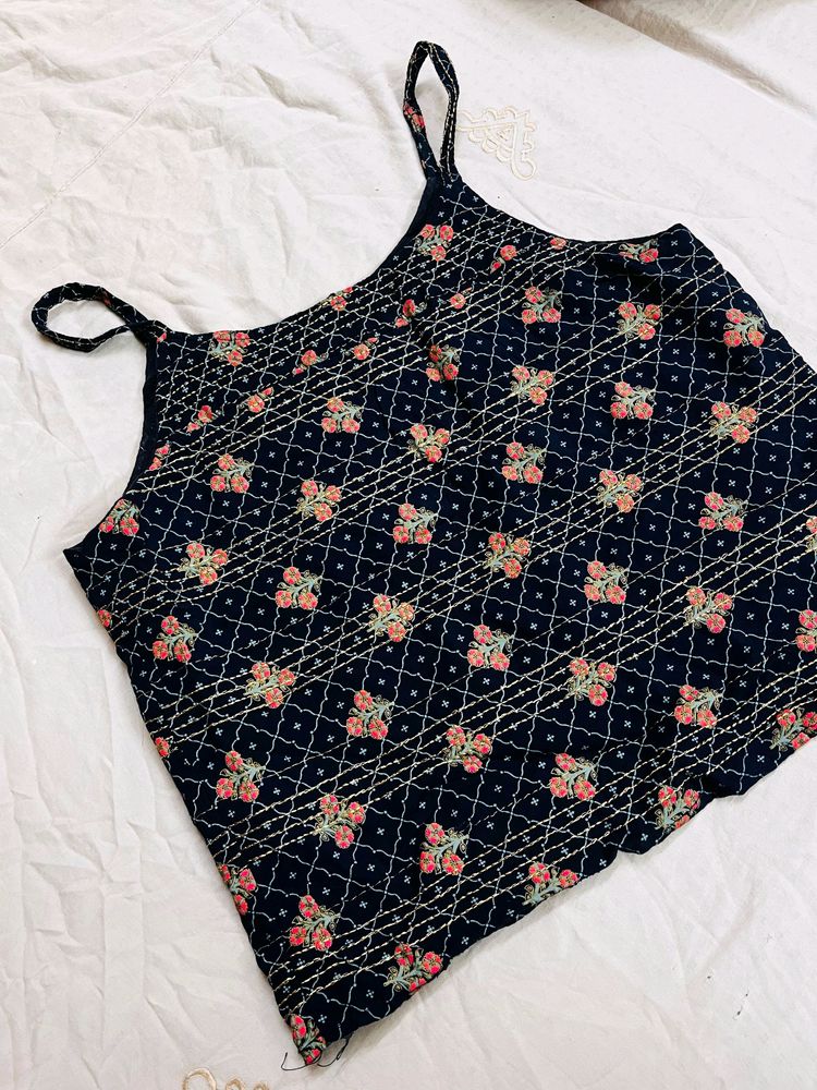 Strappy Festive Navy Blue Top