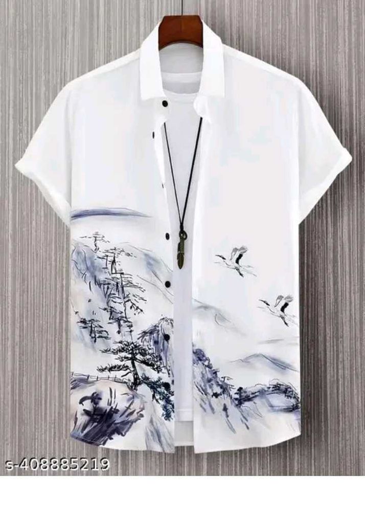 White Graphic Print Shirt