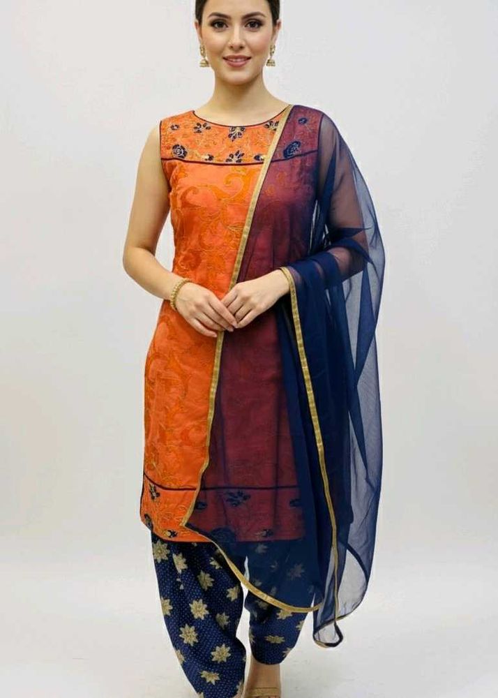Orange &amp; Blue Salwar Suit