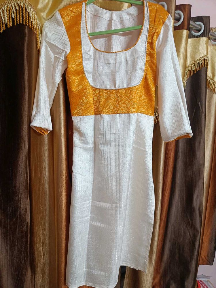 New Yellow Colour Silk Kurta