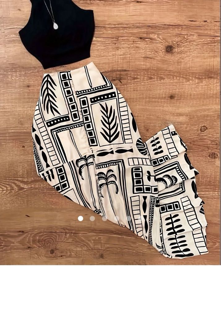 Patterned Skirt With Crop Top