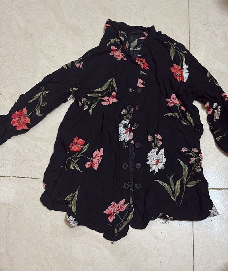 Floral Print Button-Down Shirt