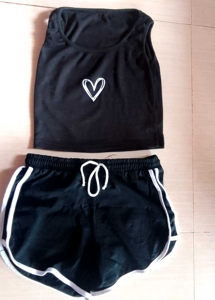 Black Heart Tank &amp; Shorts Set