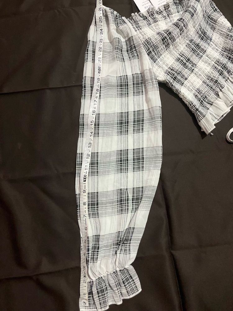 Plaid Smocked Top