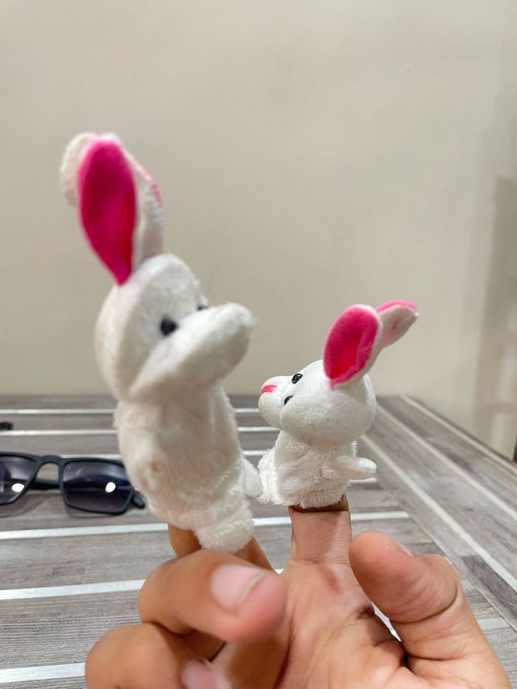 🧸✨ Adorable Bunny Finger Puppets - Set of 2! ✨🐰
