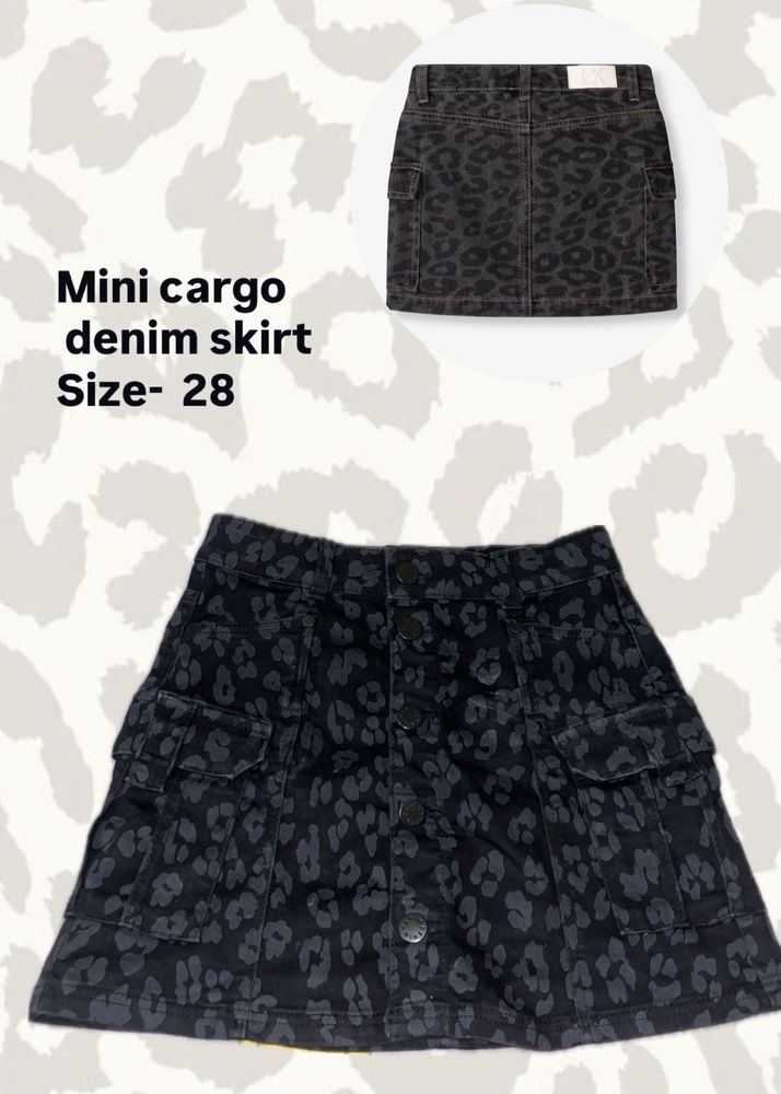 Mini Cargo Denim Skirt