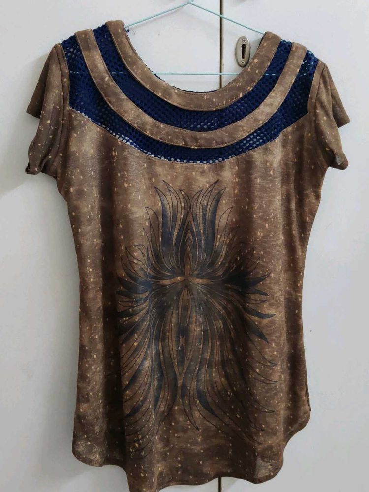 Brown Printed Top