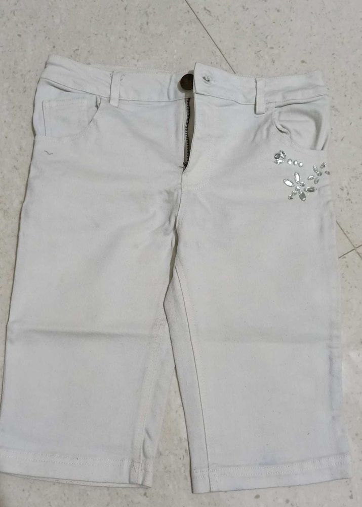 White Capris with Embellishments