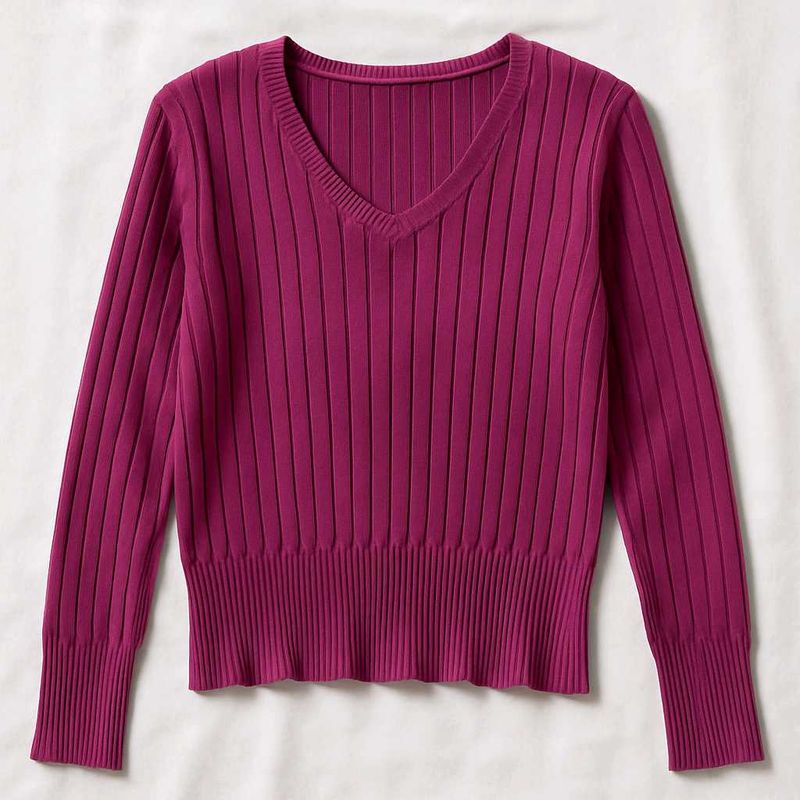 Purple V-Neck Knit Sweater-Fixed Rate