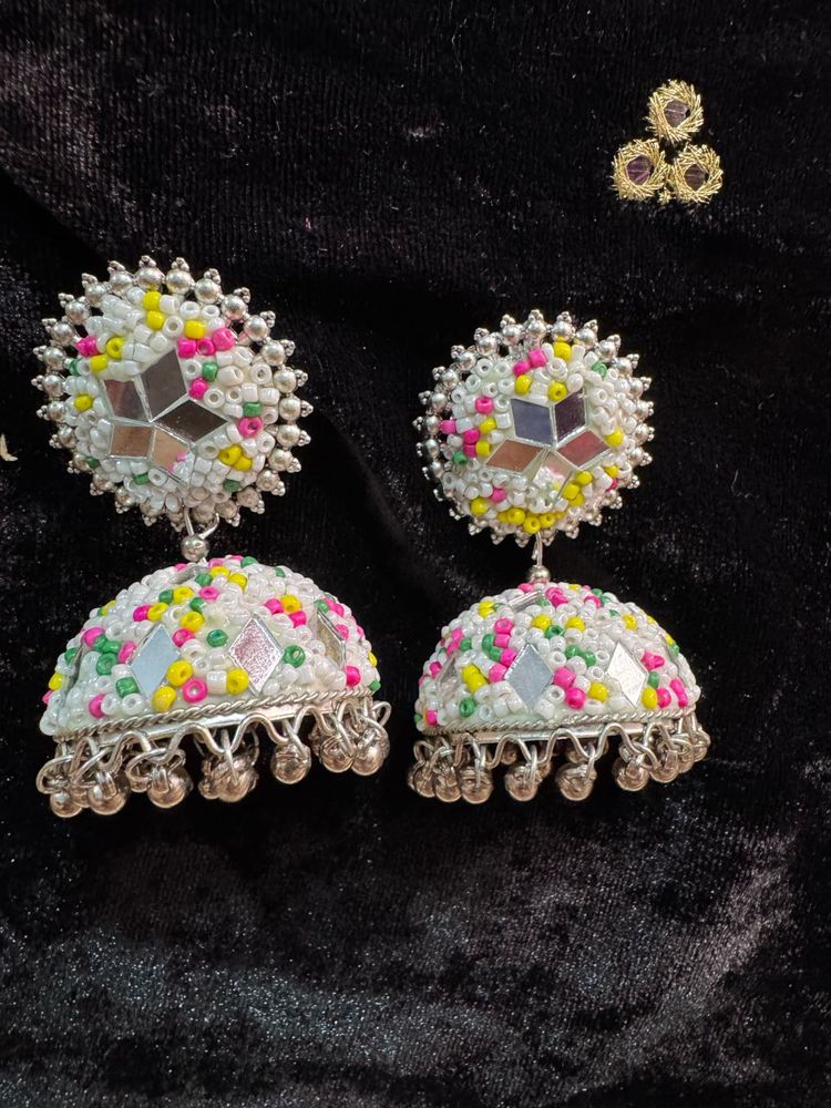 Handmade Mirror Jhumka Earrings
