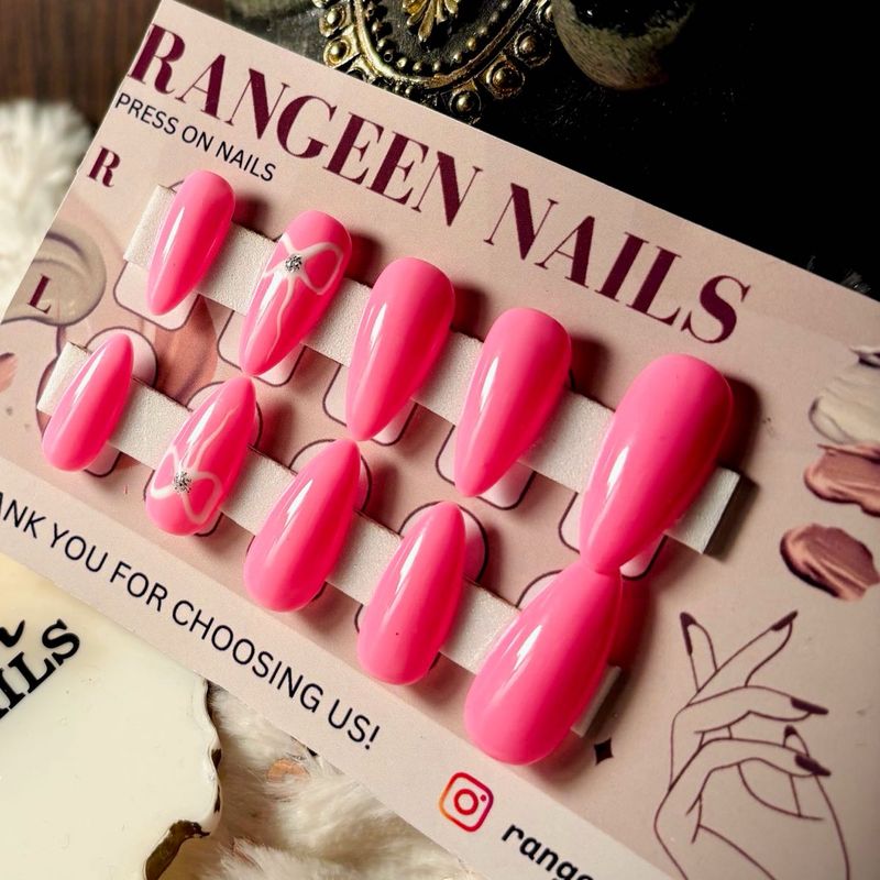 Pink Press On Nails