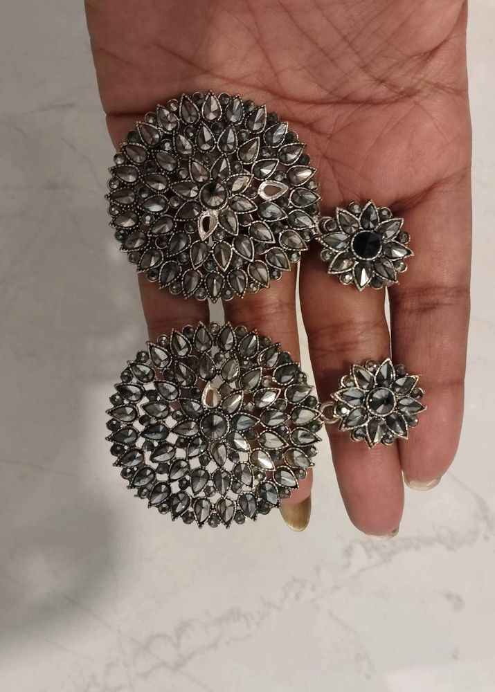 Statement Stone-Studded Ethnic Earrings – Festive/