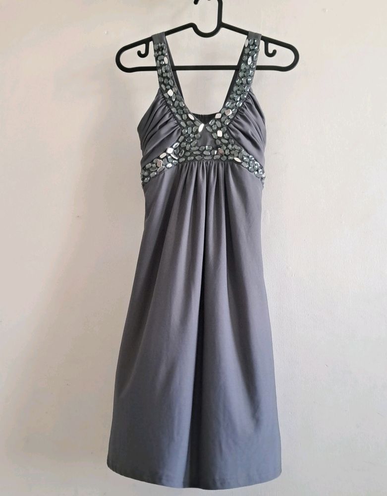 Embellished Party Dress (Grey)