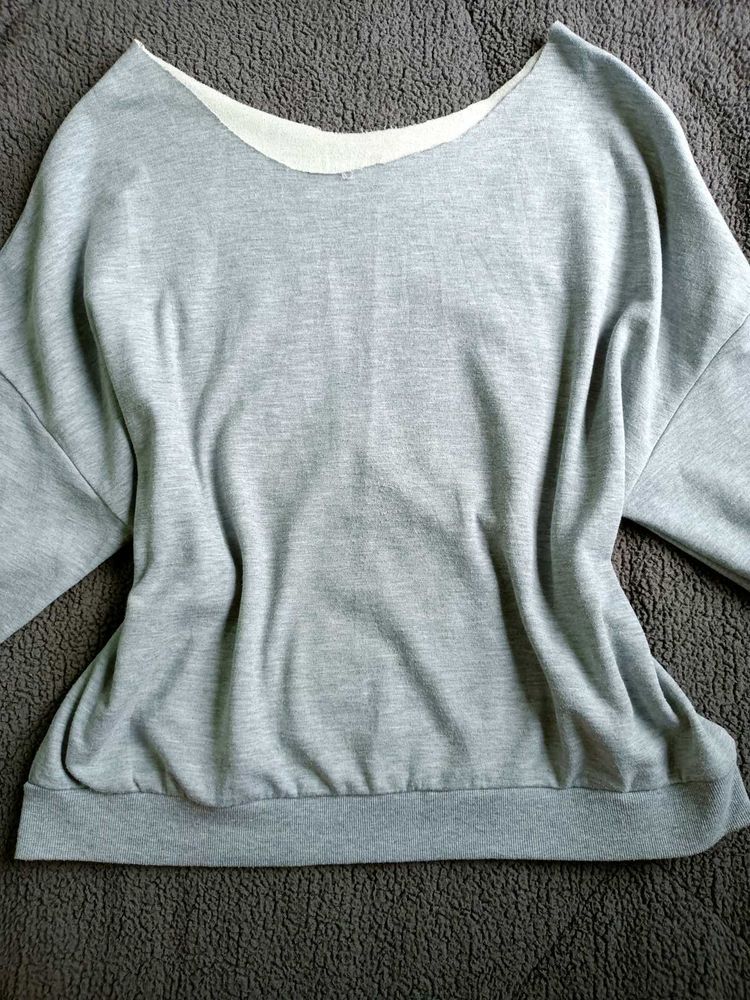 Light Grey Off Shoulder Sweatshirt