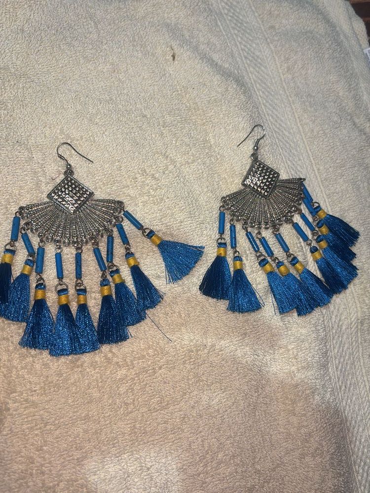 Blue Tassel Earrings