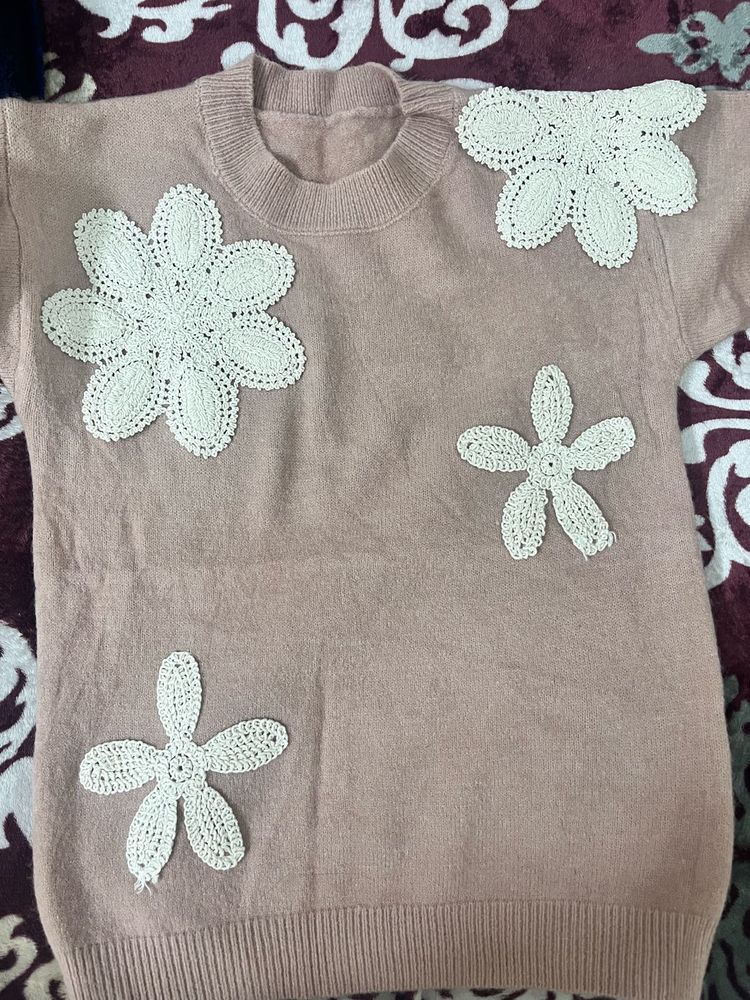 Floral Crochet Knit Sweater