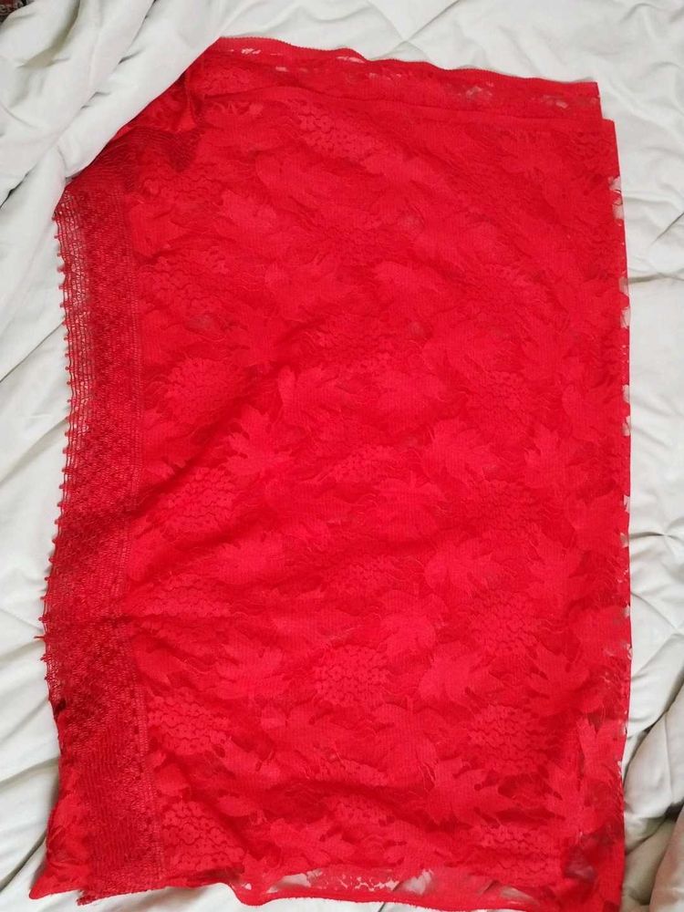 Elegant Red Lace Dupatta