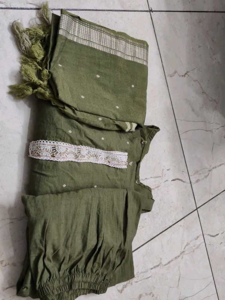 Olive Green Kurta Suit Set