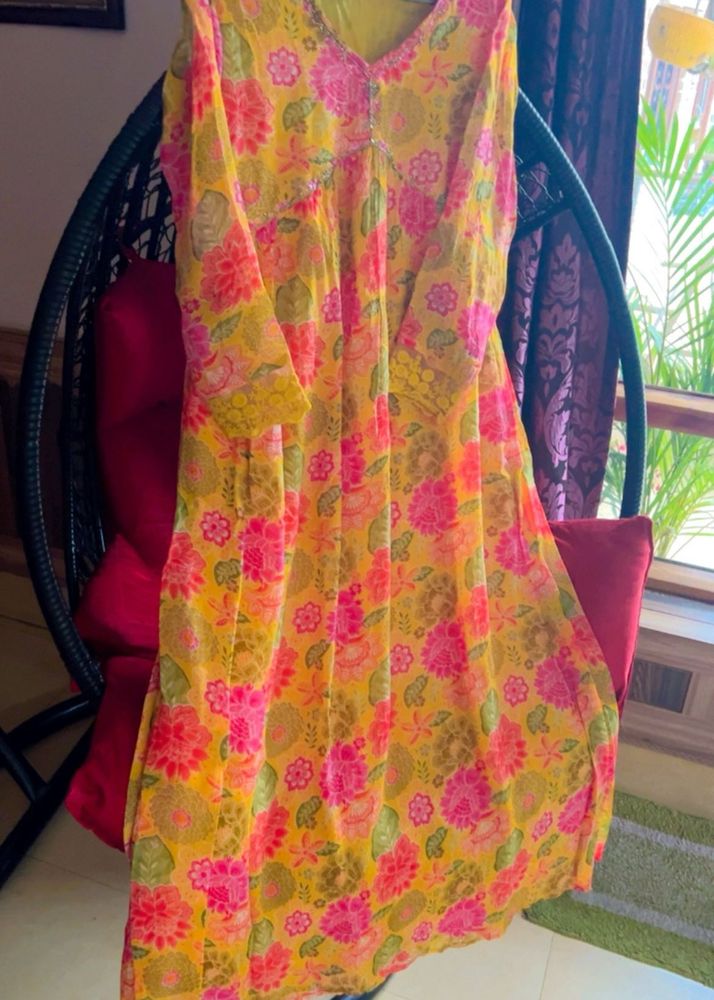 Floral Print Anarkali Kurta set