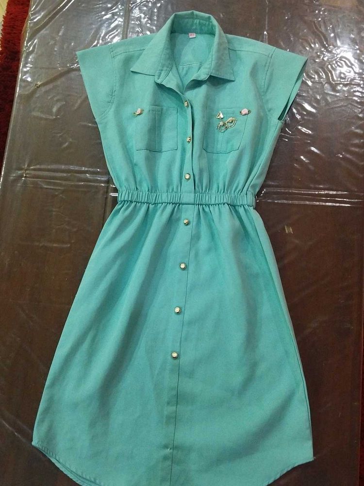 Vintage Turquoise Button-Down Dress