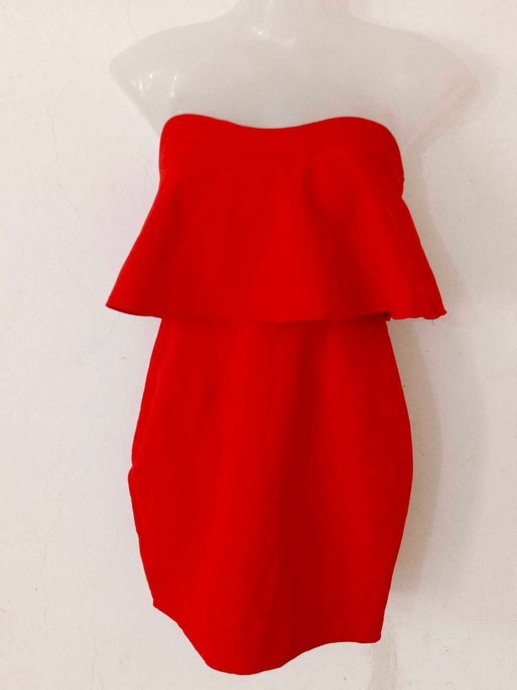 HOT RED RUFFLE BODYCON
