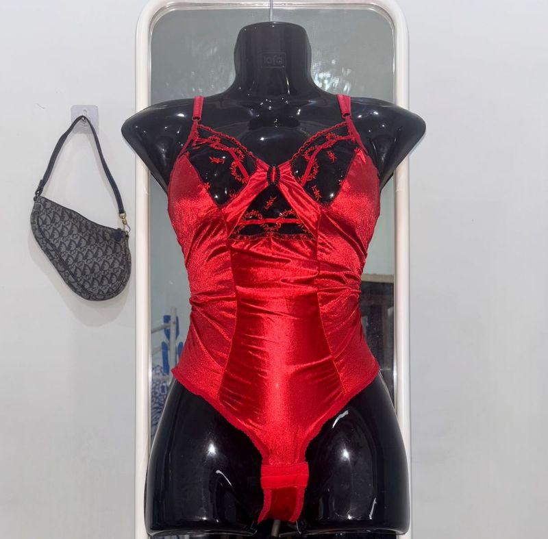 Red &amp; Black Lingerie Bodysuit