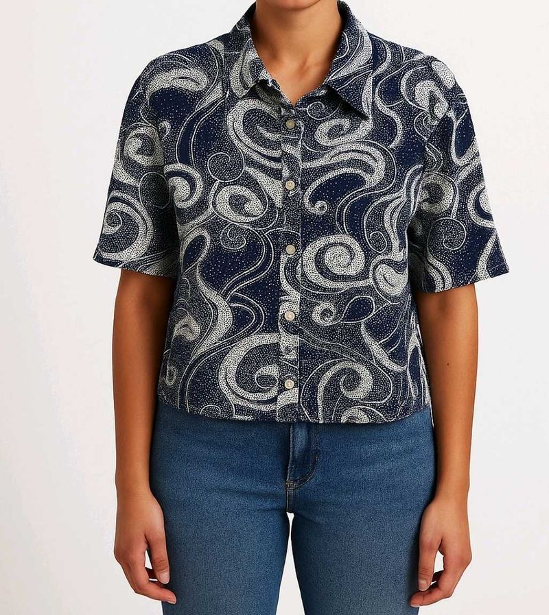 New Blue Balloon Sleeves Top