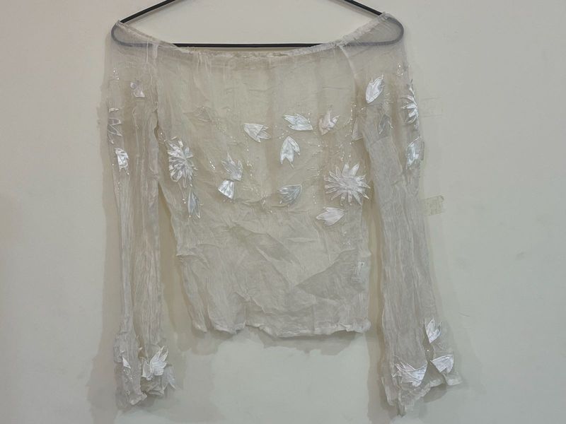White Pinterest Off Shoulder Top