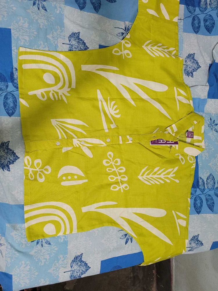 Lime Green Regular Shirt Style Top