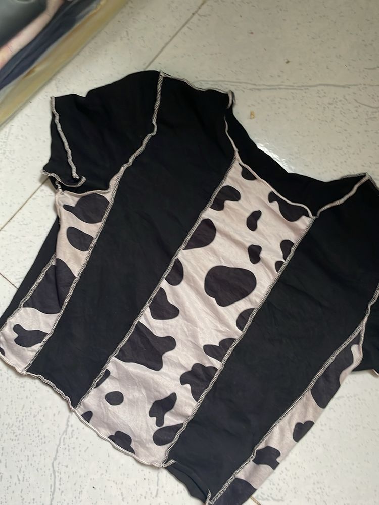 Cow Print Cropped Top