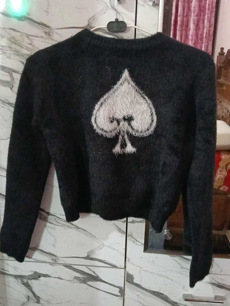 Stylish Black Spade Sweater