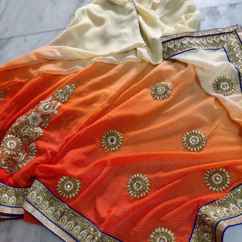 Elegant Orange Ombre Saree