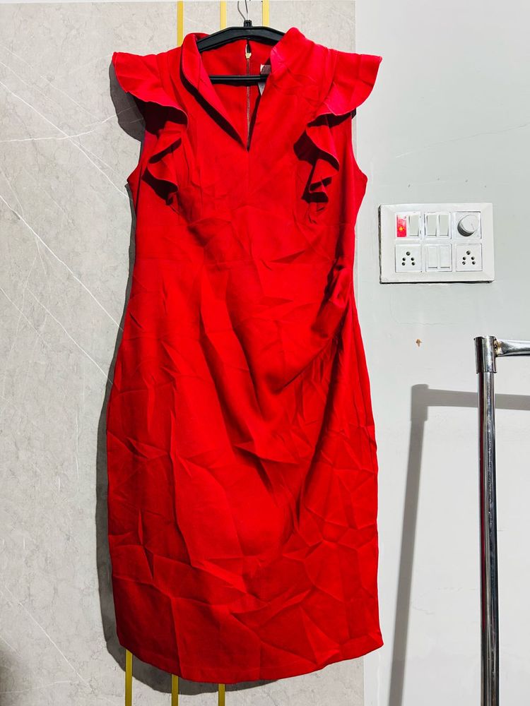 Red Ruffle Bodycon Dress