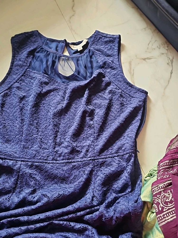 Elegant Blue Lace Dress